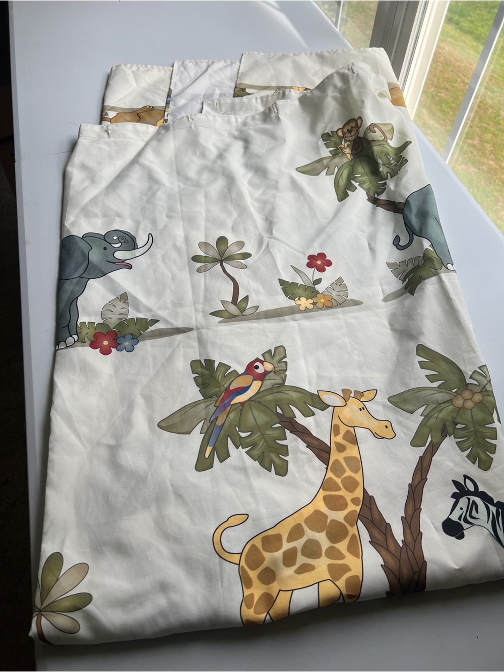 Kids Jungle Animal Pajama Set - White with Multicolor Safari Prints